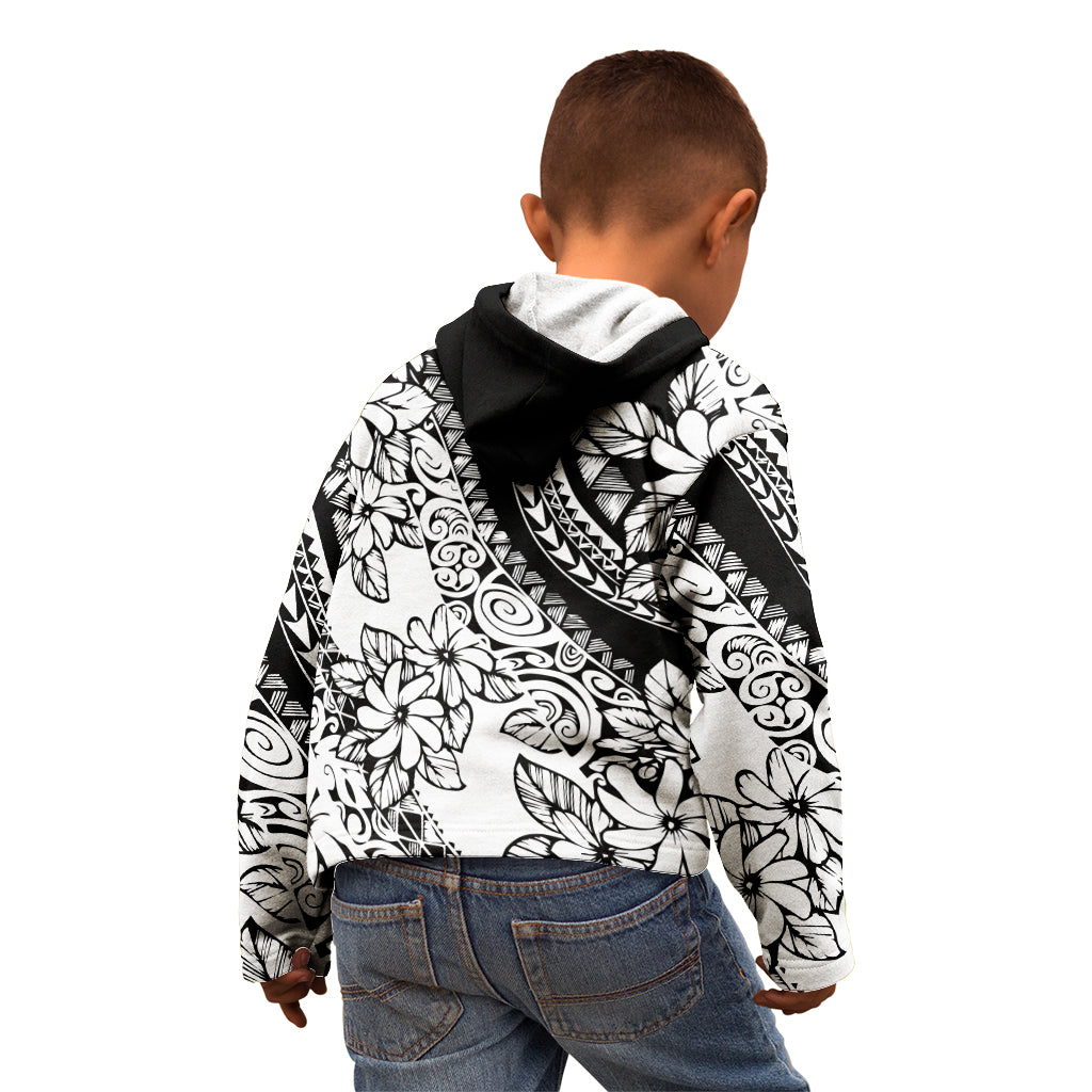 Polynesia Kid Hoodie Polynesian Tropical Flowers Black Pastel Vibes LT14 - Polynesian Pride