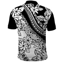 Polynesia Polo Shirt Polynesian Tropical Flowers Black Pastel Vibes LT14 - Polynesian Pride