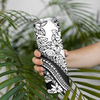 Polynesia Skinny Tumbler Polynesian Tropical Flowers Black Pastel Vibes
