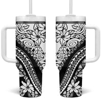 Polynesia Tumbler With Handle Polynesian Tropical Flowers Black Pastel Vibes LT14 One Size: 40 oz Black - Polynesian Pride