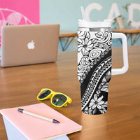 Polynesia Tumbler With Handle Polynesian Tropical Flowers Black Pastel Vibes LT14 - Polynesian Pride