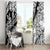 Polynesia Window Curtain Polynesian Tropical Flowers Black Pastel Vibes LT14 - Polynesian Pride