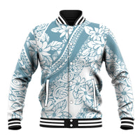 Polynesia Baseball Jacket Polynesian Tropical Flowers Blue Pastel Vibes LT14 Unisex Blue - Polynesian Pride
