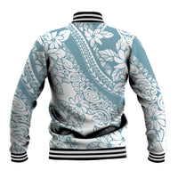 Polynesia Baseball Jacket Polynesian Tropical Flowers Blue Pastel Vibes LT14 - Polynesian Pride