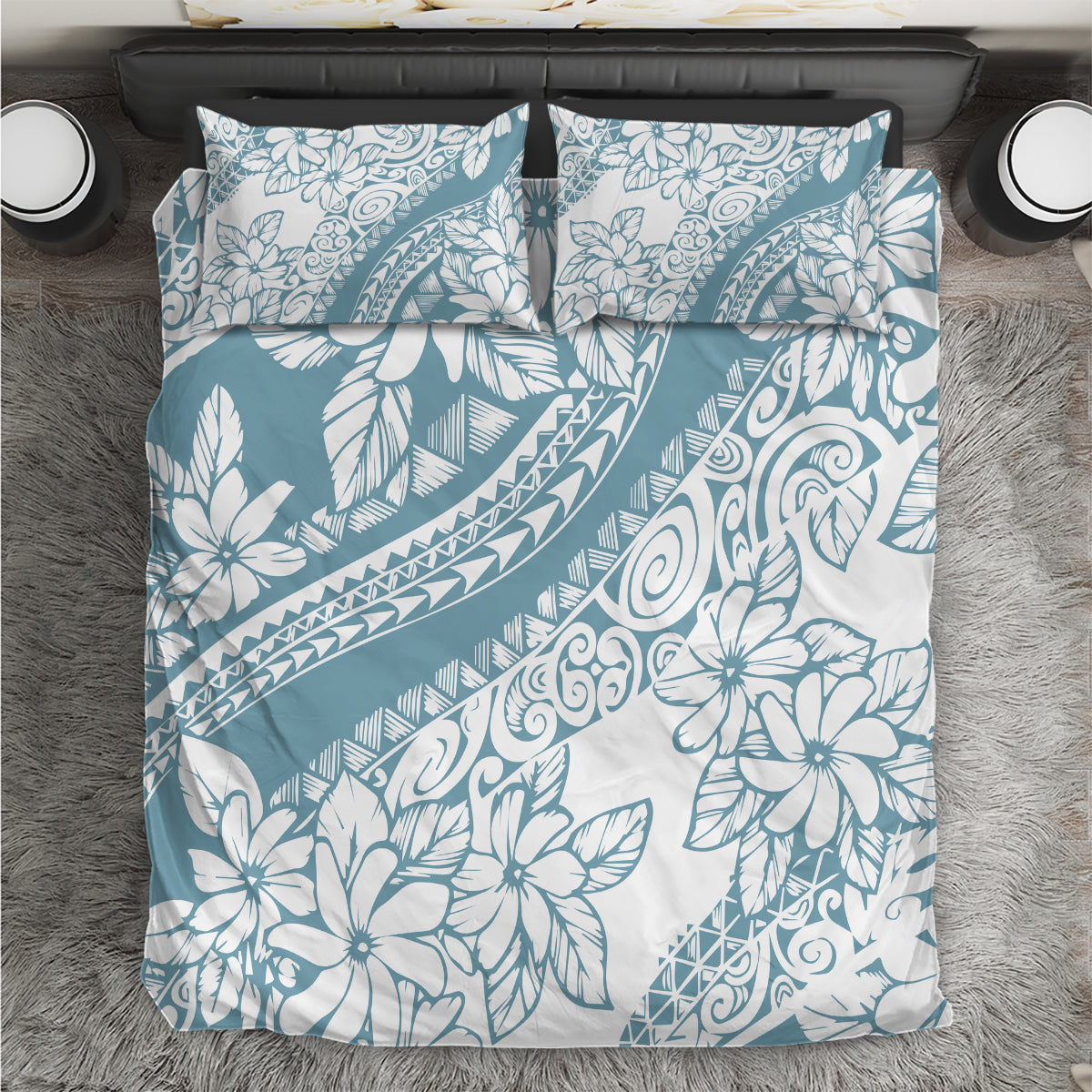 Polynesia Bedding Set Polynesian Tropical Flowers Blue Pastel Vibes LT14 Blue - Polynesian Pride