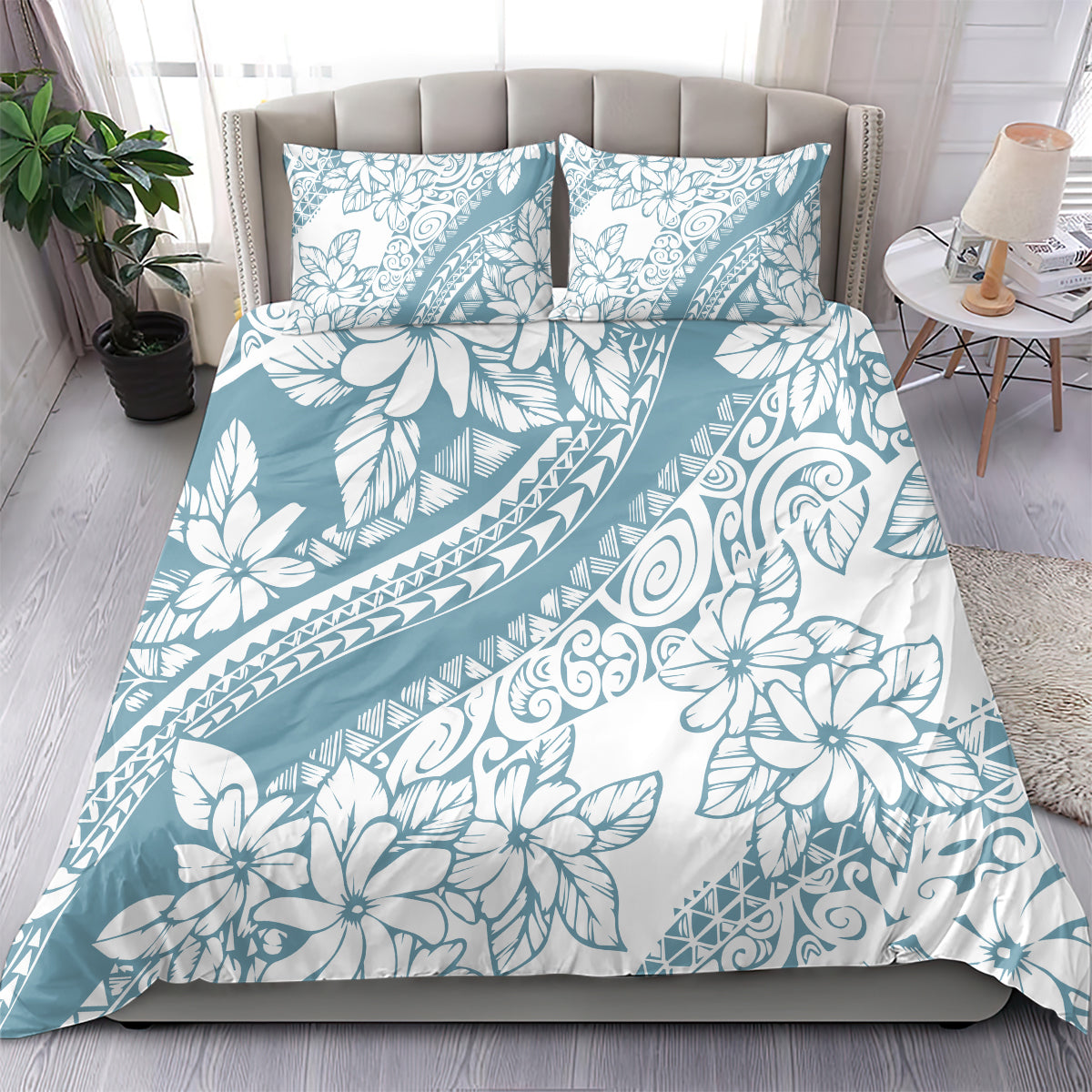 Polynesia Bedding Set Polynesian Tropical Flowers Blue Pastel Vibes LT14 - Polynesian Pride