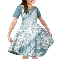 Polynesia Family Matching Tank Maxi Dress and Hawaiian Shirt Polynesian Tropical Flowers Blue Pastel Vibes LT14 Daughter's Dress Blue - Polynesian Pride