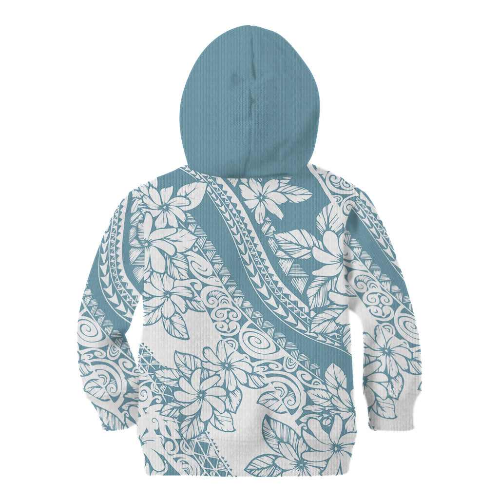Polynesia Kid Hoodie Polynesian Tropical Flowers Blue Pastel Vibes LT14 - Polynesian Pride