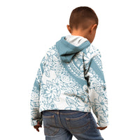 Polynesia Kid Hoodie Polynesian Tropical Flowers Blue Pastel Vibes LT14 - Polynesian Pride