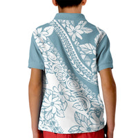 Polynesia Kid Polo Shirt Polynesian Tropical Flowers Blue Pastel Vibes LT14 - Polynesian Pride