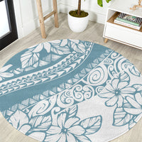 Polynesia Round Carpet Polynesian Tropical Flowers Blue Pastel Vibes LT14 Blue - Polynesian Pride