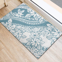 Polynesia Rubber Doormat Polynesian Tropical Flowers Blue Pastel Vibes LT14 - Polynesian Pride