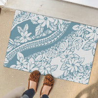 Polynesia Rubber Doormat Polynesian Tropical Flowers Blue Pastel Vibes LT14 - Polynesian Pride