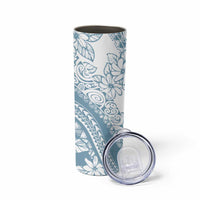 Polynesia Skinny Tumbler Polynesian Tropical Flowers Blue Pastel Vibes