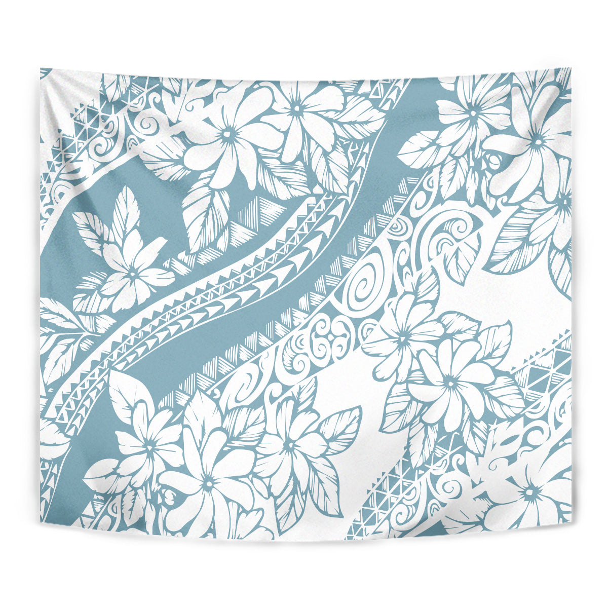 Polynesia Tapestry Polynesian Tropical Flowers Blue Pastel Vibes LT14 - Polynesian Pride
