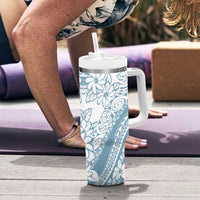 Polynesia Tumbler With Handle Polynesian Tropical Flowers Blue Pastel Vibes LT14 - Polynesian Pride
