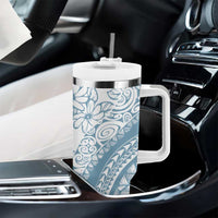 Polynesia Tumbler With Handle Polynesian Tropical Flowers Blue Pastel Vibes LT14 - Polynesian Pride