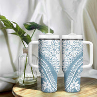 Polynesia Tumbler With Handle Polynesian Tropical Flowers Blue Pastel Vibes LT14 - Polynesian Pride