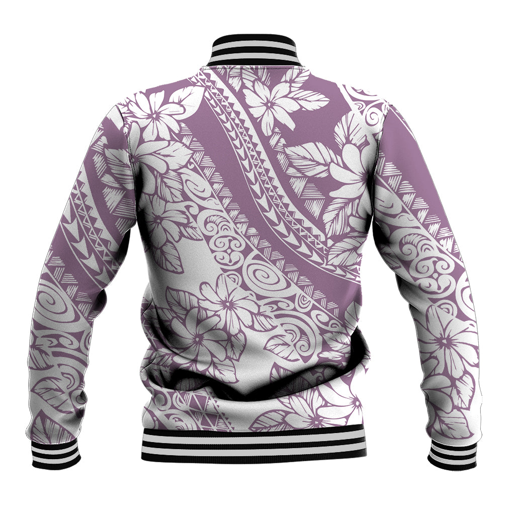 Polynesia Baseball Jacket Polynesian Tropical Flowers Purple Pastel Vibes LT14 - Polynesian Pride