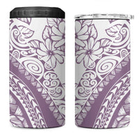 Polynesia 4 in 1 Can Cooler Tumbler Polynesian Tropical Flowers Purple Pastel Vibes