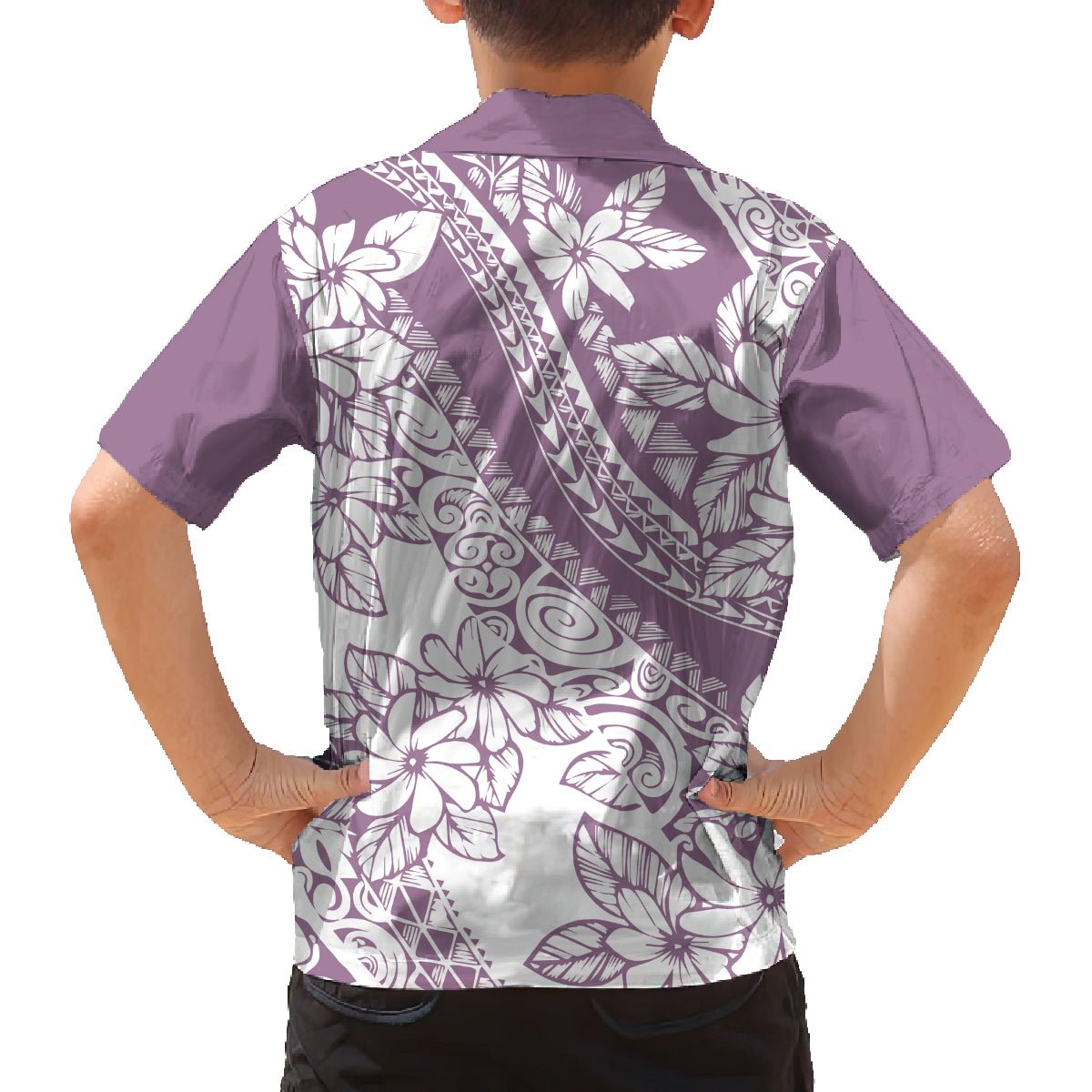 Polynesia Family Matching Long Sleeve Bodycon Dress and Hawaiian Shirt Polynesian Tropical Flowers Purple Pastel Vibes LT14 - Polynesian Pride