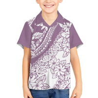 Polynesia Family Matching Long Sleeve Bodycon Dress and Hawaiian Shirt Polynesian Tropical Flowers Purple Pastel Vibes LT14 Son's Shirt Purple - Polynesian Pride