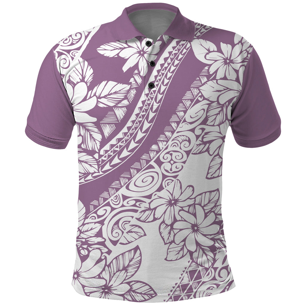 Polynesia Polo Shirt Polynesian Tropical Flowers Purple Pastel Vibes LT14 Purple - Polynesian Pride