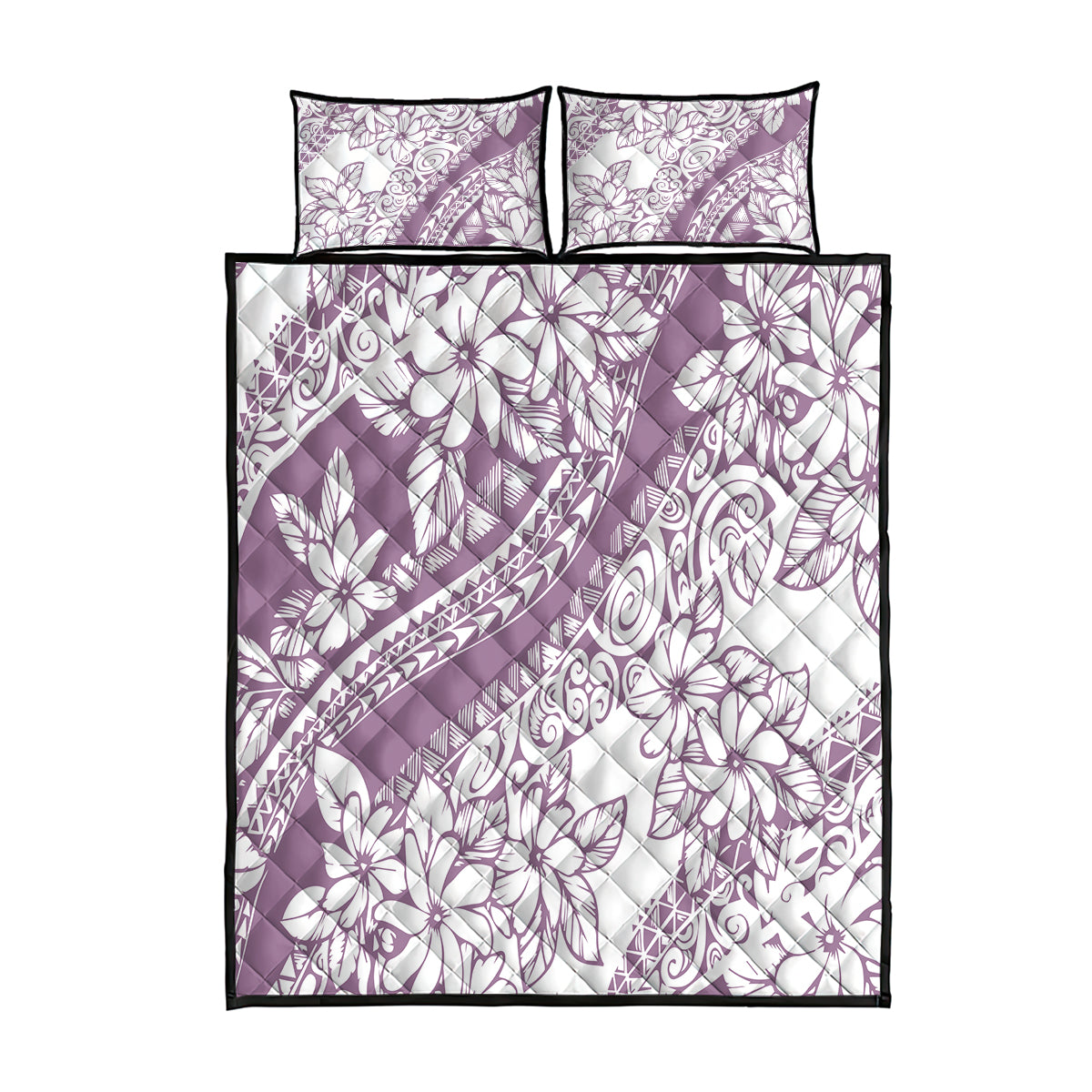 Polynesia Quilt Bed Set Polynesian Tropical Flowers Purple Pastel Vibes LT14 Purple - Polynesian Pride