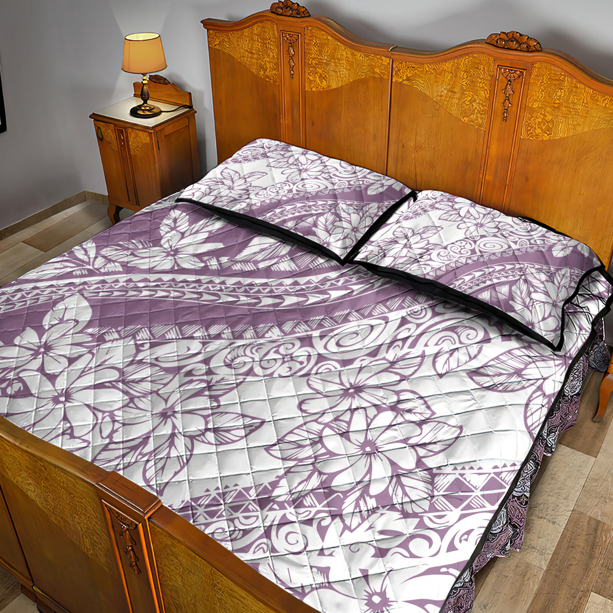 Polynesia Quilt Bed Set Polynesian Tropical Flowers Purple Pastel Vibes LT14 - Polynesian Pride