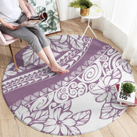 Polynesia Round Carpet Polynesian Tropical Flowers Purple Pastel Vibes LT14 - Polynesian Pride