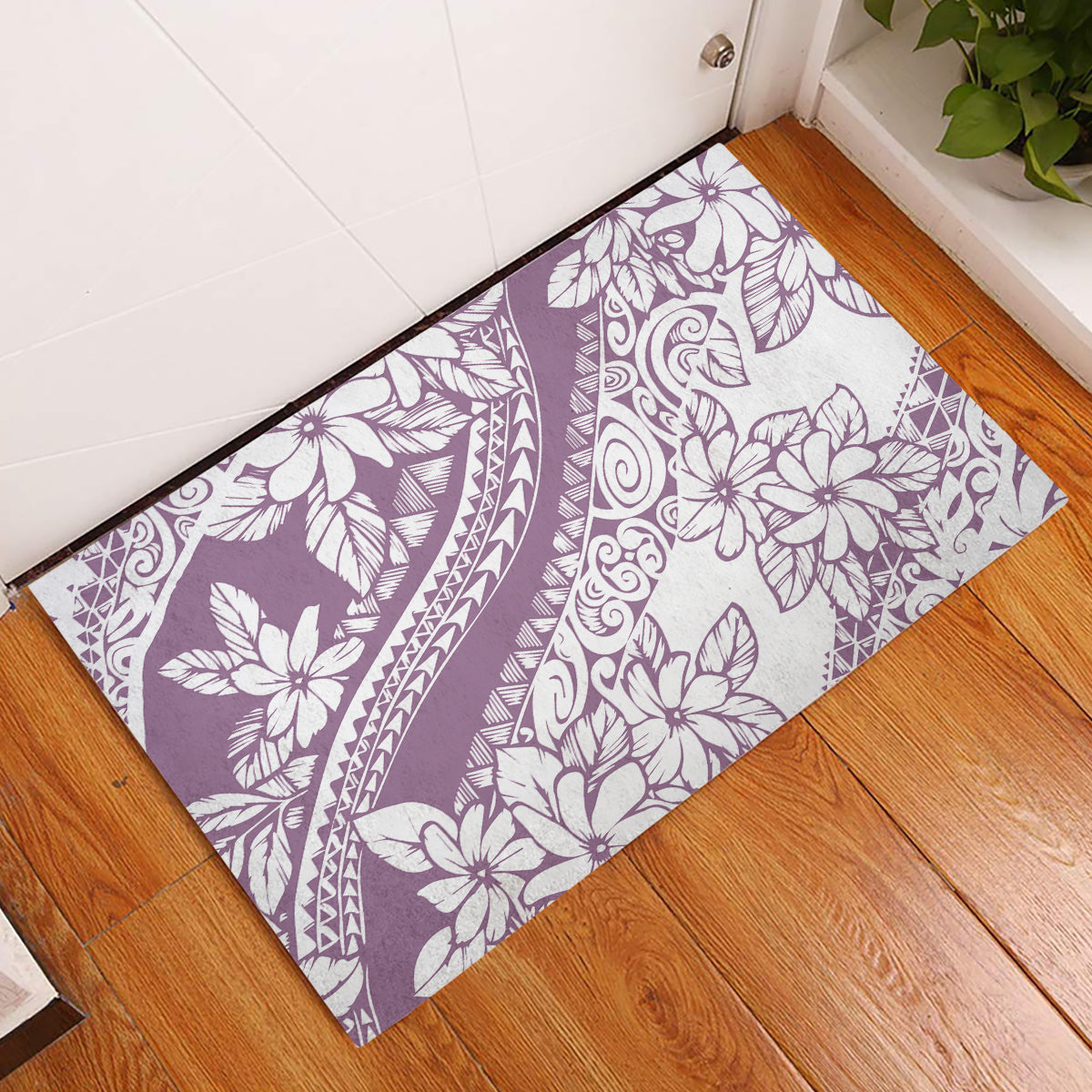 Polynesia Rubber Doormat Polynesian Tropical Flowers Purple Pastel Vibes LT14 Purple - Polynesian Pride
