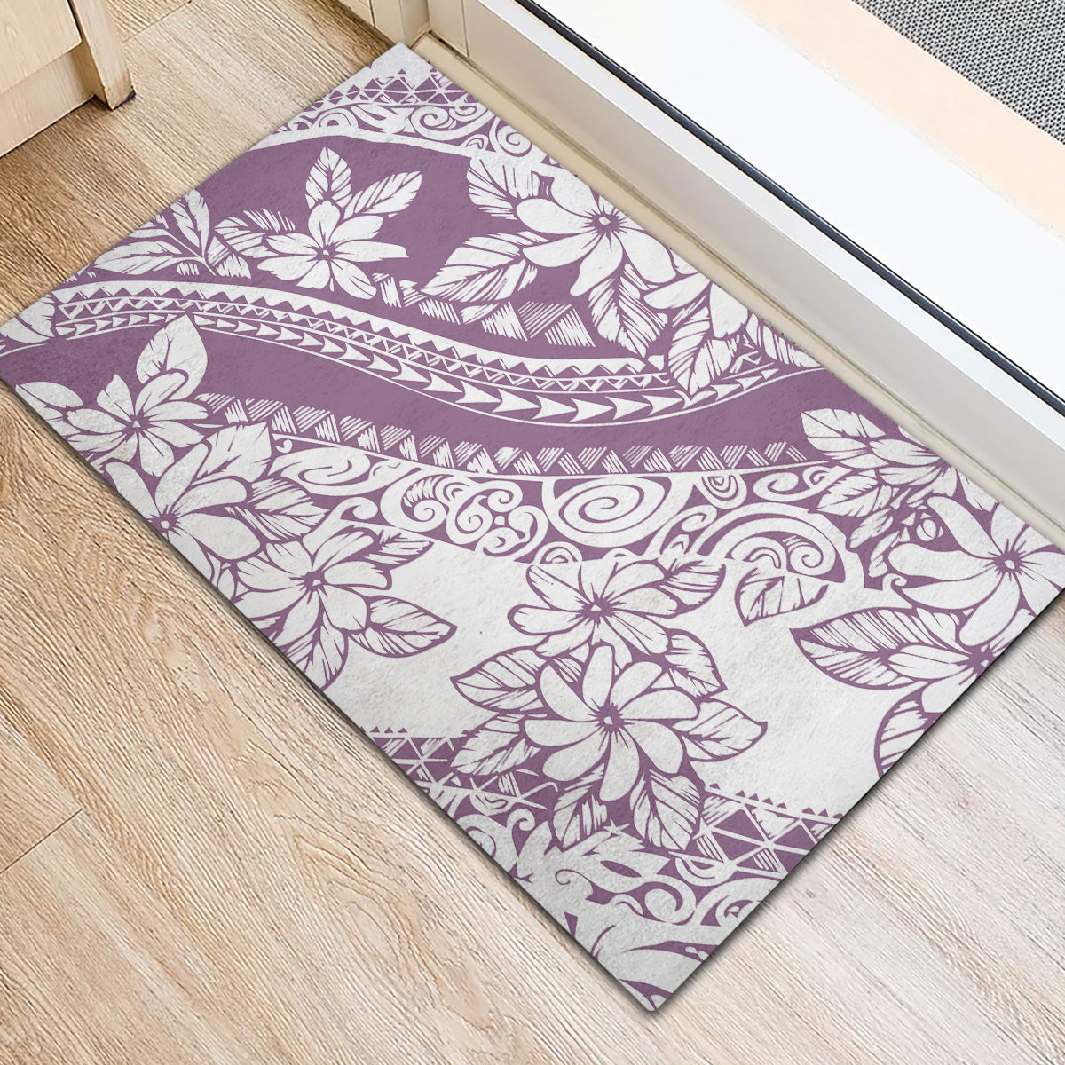 Polynesia Rubber Doormat Polynesian Tropical Flowers Purple Pastel Vibes LT14 - Polynesian Pride