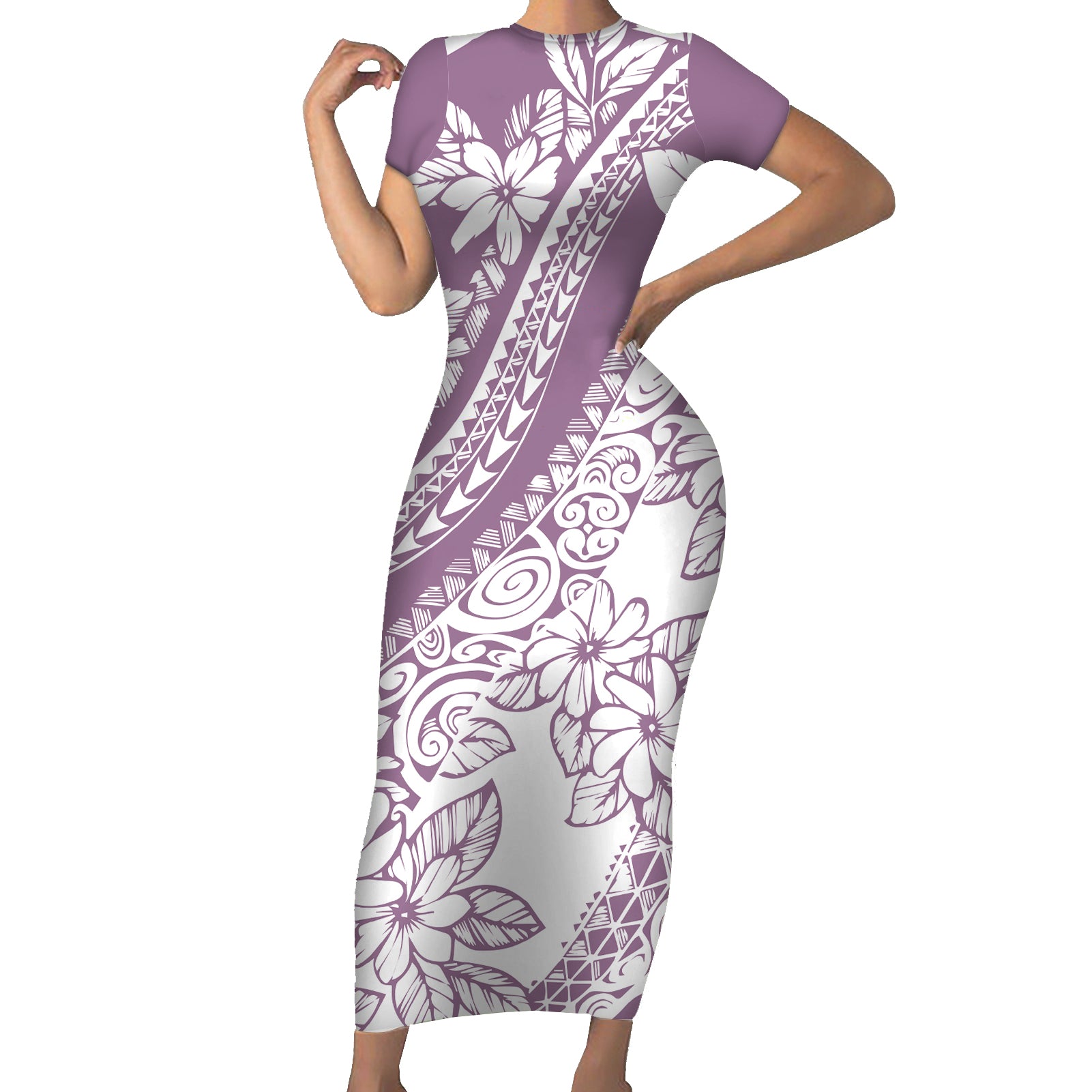 polynesia-short-sleeve-bodycon-dress-polynesian-tropical-flowers-purple-pastel-vibes