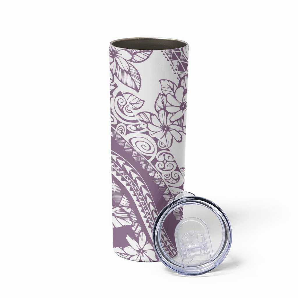 Polynesia Skinny Tumbler Polynesian Tropical Flowers Purple Pastel Vibes
