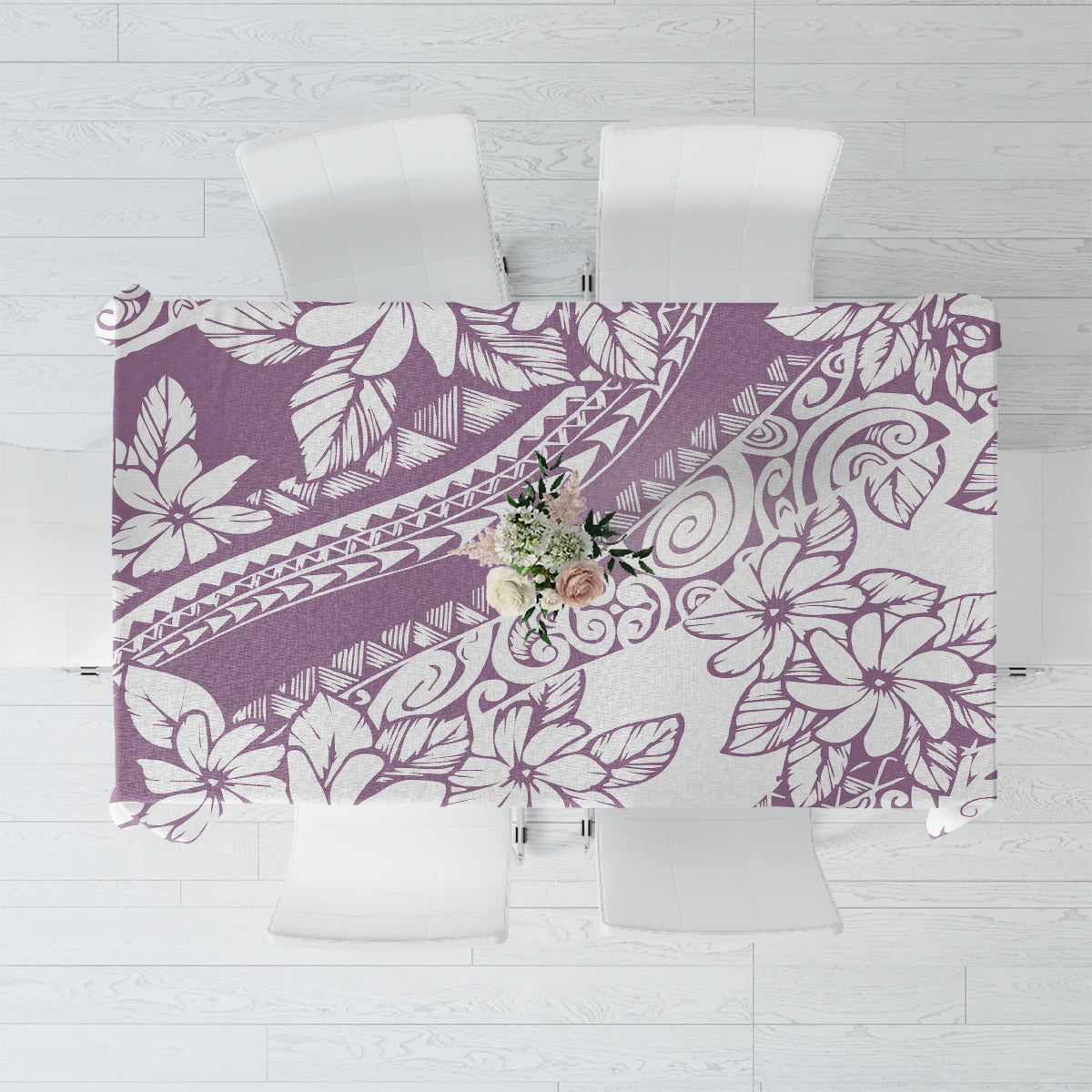 Polynesia Tablecloth Polynesian Tropical Flowers Purple Pastel Vibes LT14 Purple - Polynesian Pride