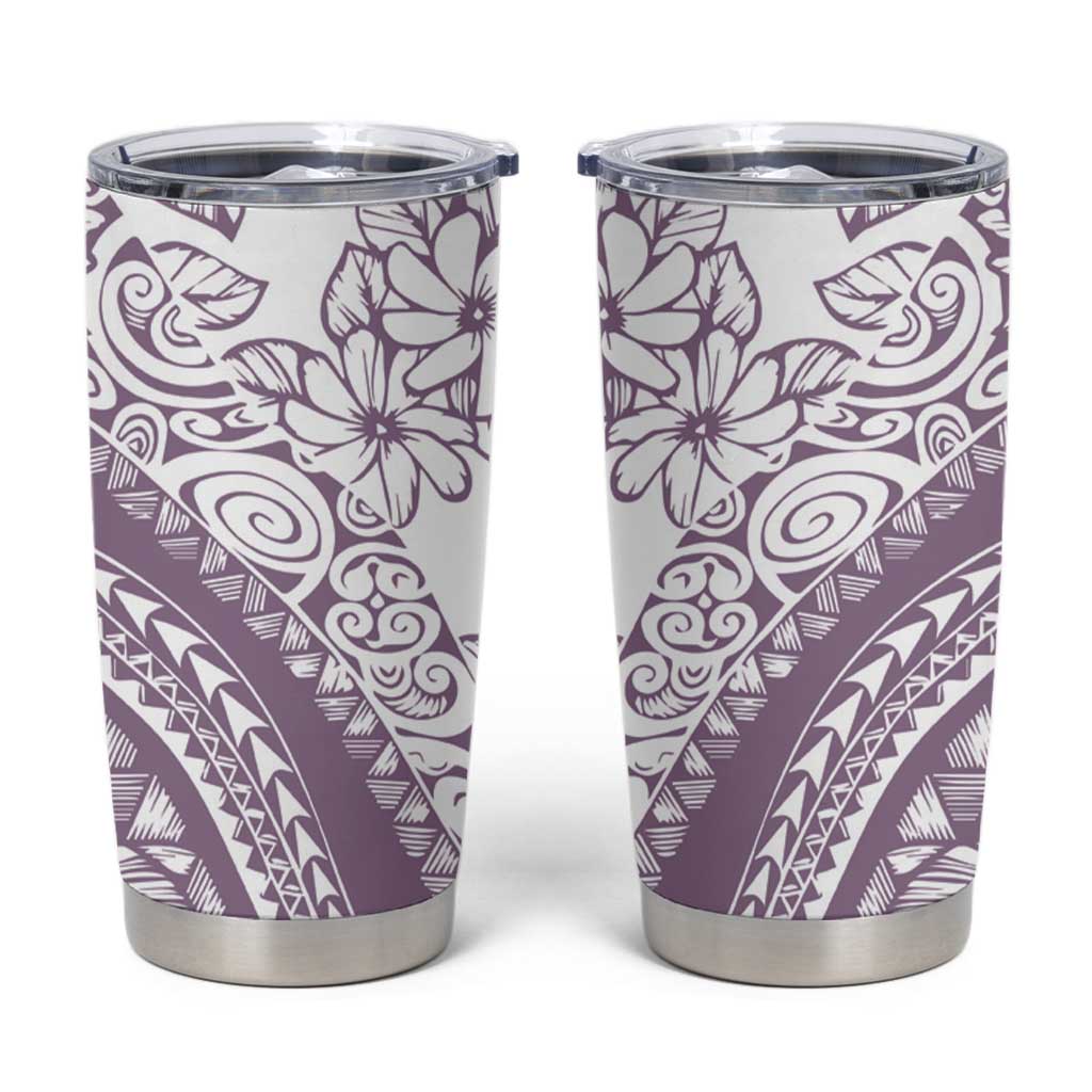 Polynesia Tumbler Cup Polynesian Tropical Flowers Purple Pastel Vibes