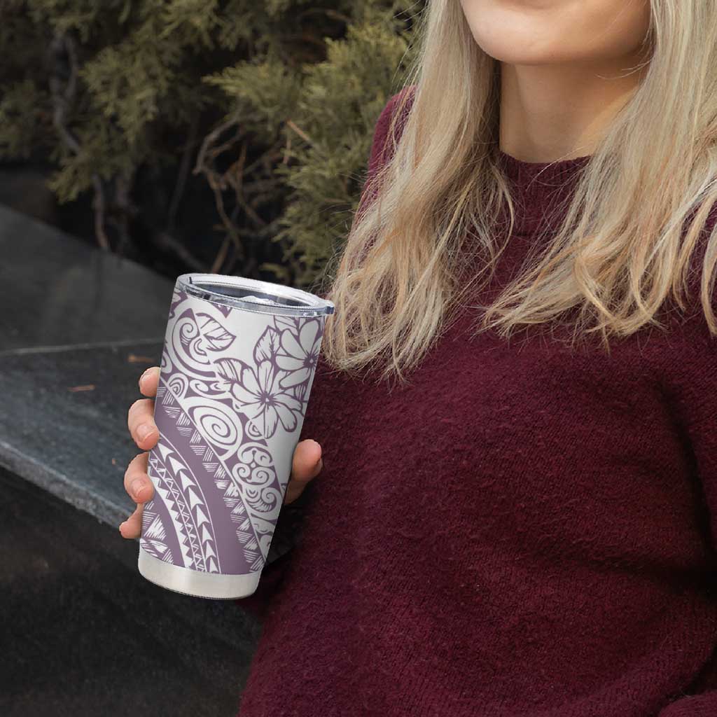 Polynesia Tumbler Cup Polynesian Tropical Flowers Purple Pastel Vibes