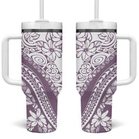 Polynesia Tumbler With Handle Polynesian Tropical Flowers Purple Pastel Vibes LT14 One Size: 40 oz Purple - Polynesian Pride