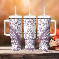 Polynesia Tumbler With Handle Polynesian Tropical Flowers Purple Pastel Vibes LT14 - Polynesian Pride