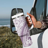 Polynesia Tumbler With Handle Polynesian Tropical Flowers Purple Pastel Vibes LT14 - Polynesian Pride