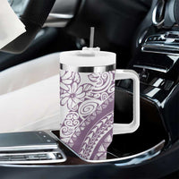 Polynesia Tumbler With Handle Polynesian Tropical Flowers Purple Pastel Vibes LT14 - Polynesian Pride