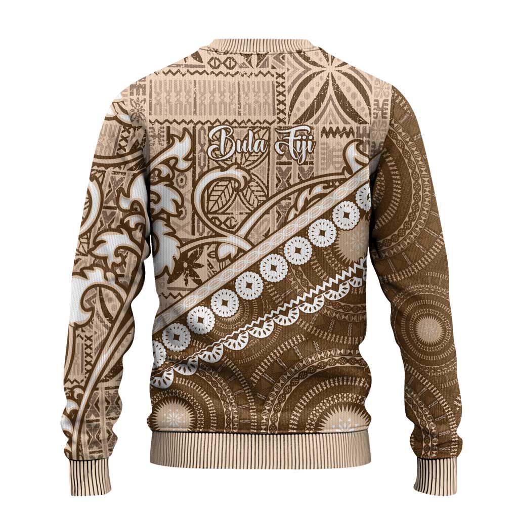 Beige Bula Fiji Ugly Christmas Sweater Fijian Language Week Tapa Cloth - Pastel