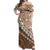 Beige Bula Fiji Off Shoulder Maxi Dress Fijian Language Week Tapa Cloth - Pastel