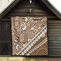 Beige Bula Fiji Quilt Fijian Language Week Tapa Cloth - Pastel