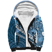 Blue Bula Fiji Sherpa Hoodie Fijian Language Week Tapa Cloth - Pastel LT14 Unisex Blue - Polynesian Pride
