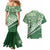 Green Bula Fiji Couples Matching Mermaid Dress and Hawaiian Shirt Fijian Language Week Tapa Cloth - Pastel