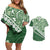 Green Bula Fiji Couples Matching Off Shoulder Short Dress and Hawaiian Shirt Fijian Language Week Tapa Cloth - Pastel