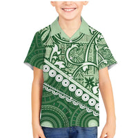 Green Bula Fiji Family Matching Mermaid Dress and Hawaiian Shirt Fijian Language Week Tapa Cloth - Pastel