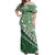 Green Bula Fiji Off Shoulder Maxi Dress Fijian Language Week Tapa Cloth - Pastel