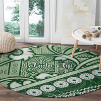 Green Bula Fiji Round Carpet Fijian Language Week Tapa Cloth - Pastel